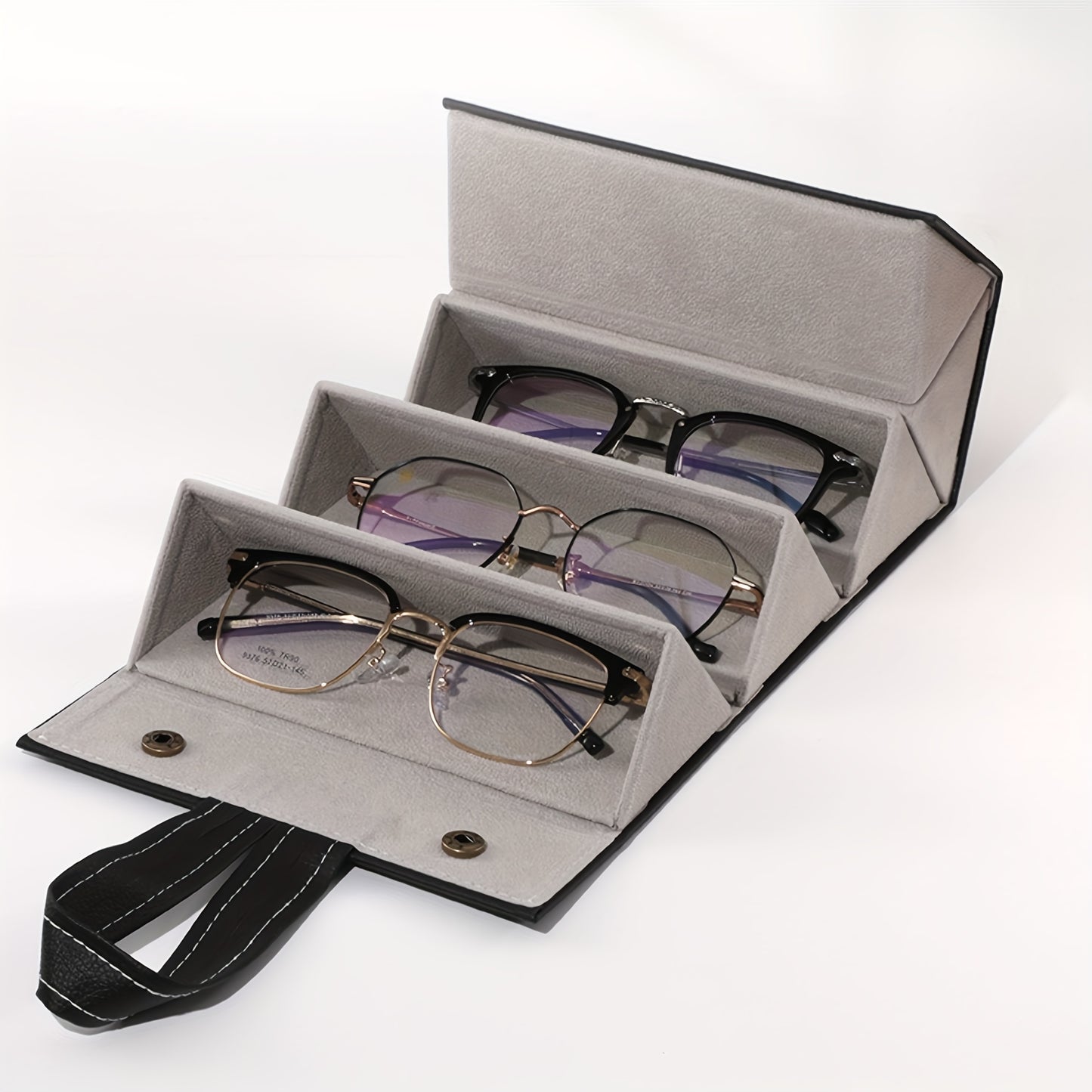 Portable Glasses Organizer 3/5Grids Multi-slot Eyeglasses Storage Travel Leather Case