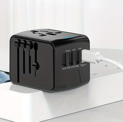 All In One World Travel Plug Universal Travel Adapter Converter With Type C 3 USB Ports and AC Socket