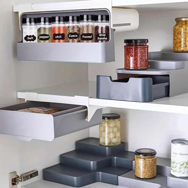 Self-adhesive Wall-mounted Bottle Storage Spice Rack Organizer Under-Shelf