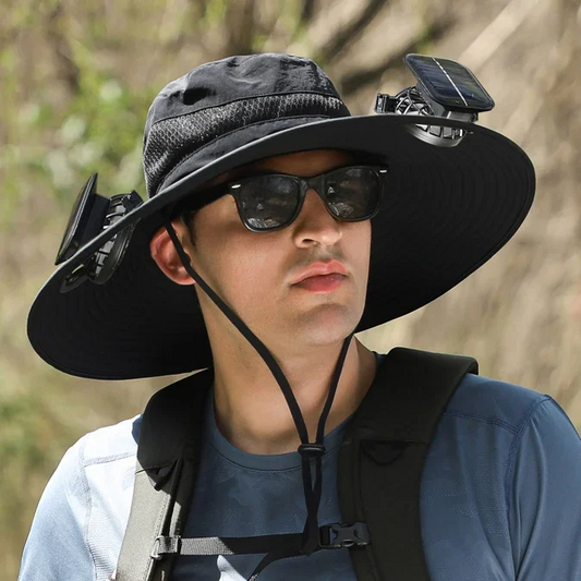 Outdoor Waterproof Wide Brim UV Protection Sun Hat With Solar Fan