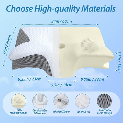 Orthopedic Memory Foam Pillow For Neck Relax And Ergonomic Support For Side, Back, And Stomach Sleepers