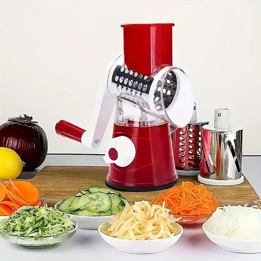 Multifunctional 3-in-1 Rotary Cheese Grater, Vegetable Slicer, and Fruit Slicer