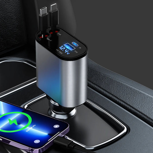 4-in-1 Flexible Retractable Car Fast Charger